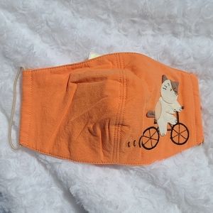 1 Adult Orange Cat Embroidered Hikosen Cara Mask